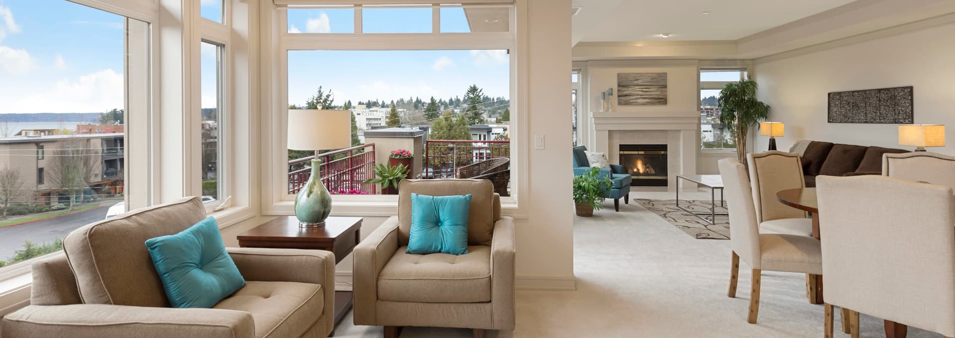 Luxury living room with panoramic views